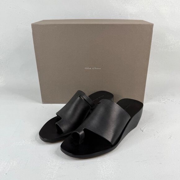 Rick Owens Shoes - NIB Rick Owens 2016 Black Leather Octavio Sliver Wedge Sandal IT 39, US 9 NEW